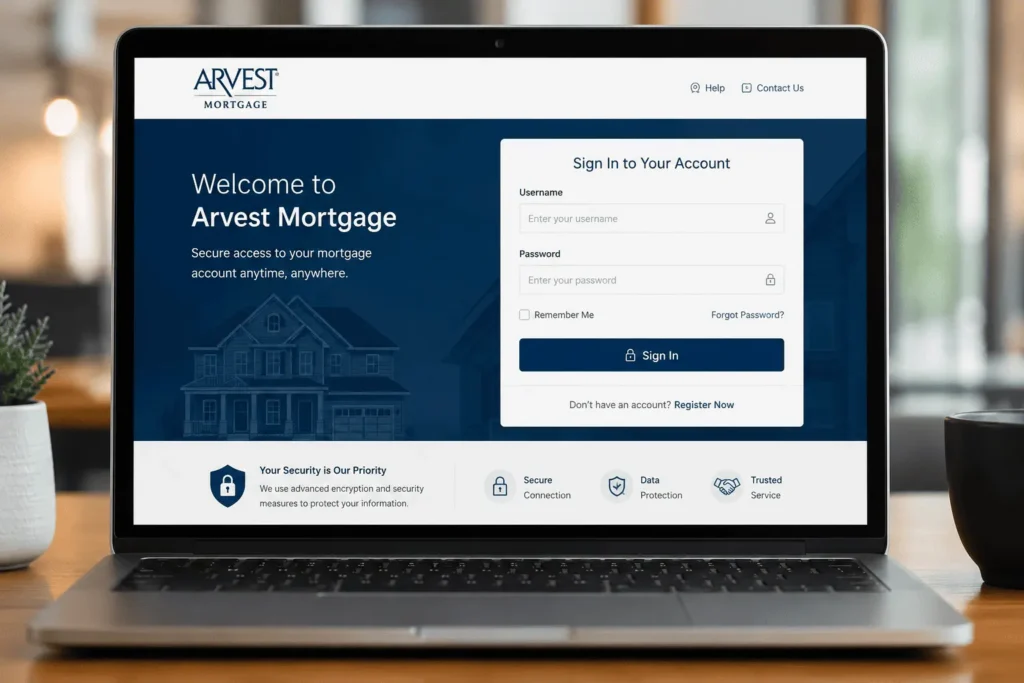 Arvest Mortgage Login portal showing secure account access and sign in process for mortgage customers