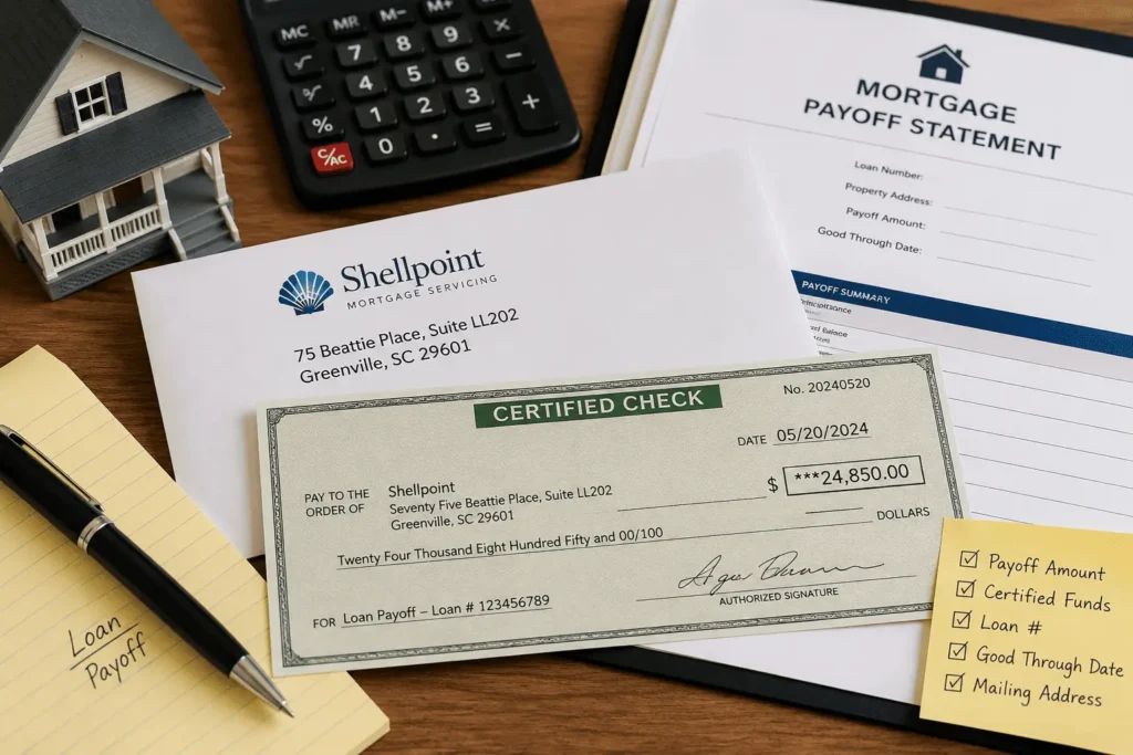 Shellpoint Mortgage Address for payoff requests with certified mail and official mortgage documents