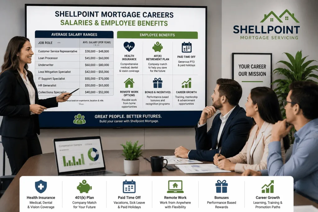 Shellpoint Mortgage Careers salary ranges, employee benefits, remote work options, and career growth opportunities
