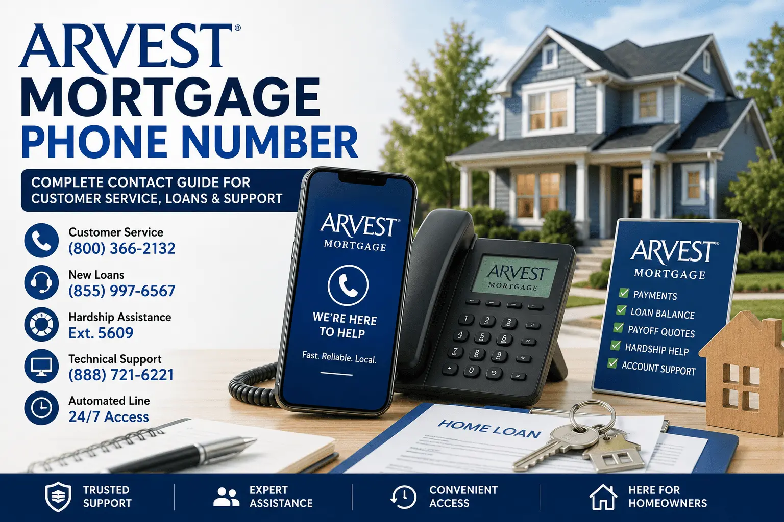 Arvest mortgage phone number and customer service contact guide for mortgage borrowers.