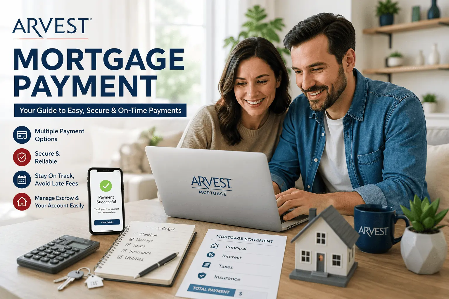 Arvest mortgage payment dashboard for homeowners managing home loans