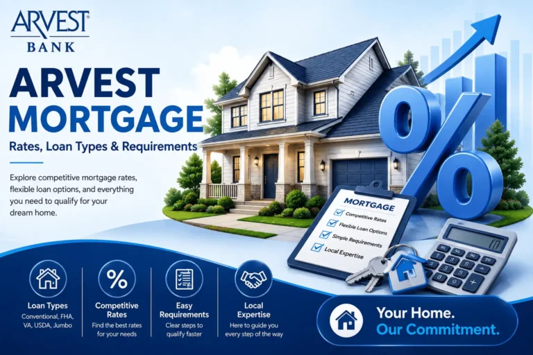Arvest Mortgage featured image showing mortgage rates, loan types, home financing options, and qualification requirements