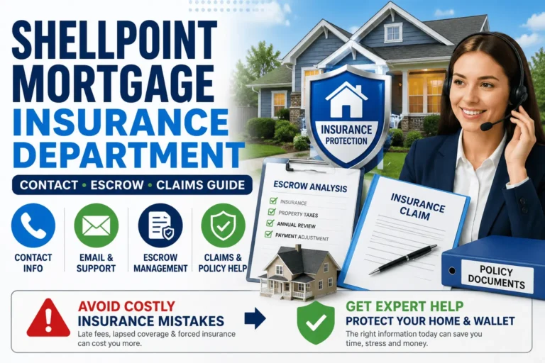 Shellpoint Mortgage Insurance Department guide showing contact support, escrow help and insurance claims assistance.
