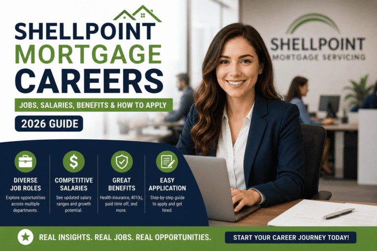 Shellpoint Mortgage Careers guide showing job opportunities, salary insights, employee benefits, remote roles, and step-by-step hiring process