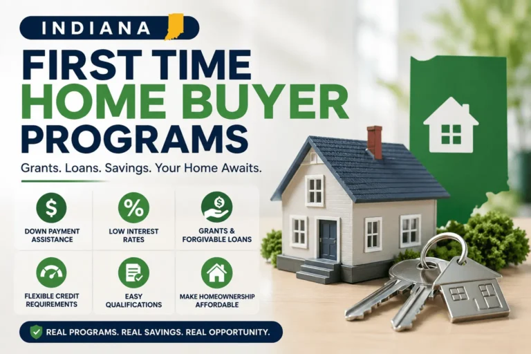 First time home buyer programs Indiana with grants, FHA loans, down payment assistance, and affordable financing